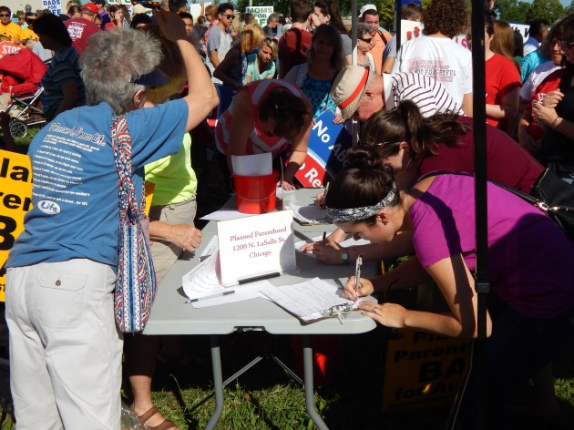 People signing up for the Pro-Life Action League contact sheet